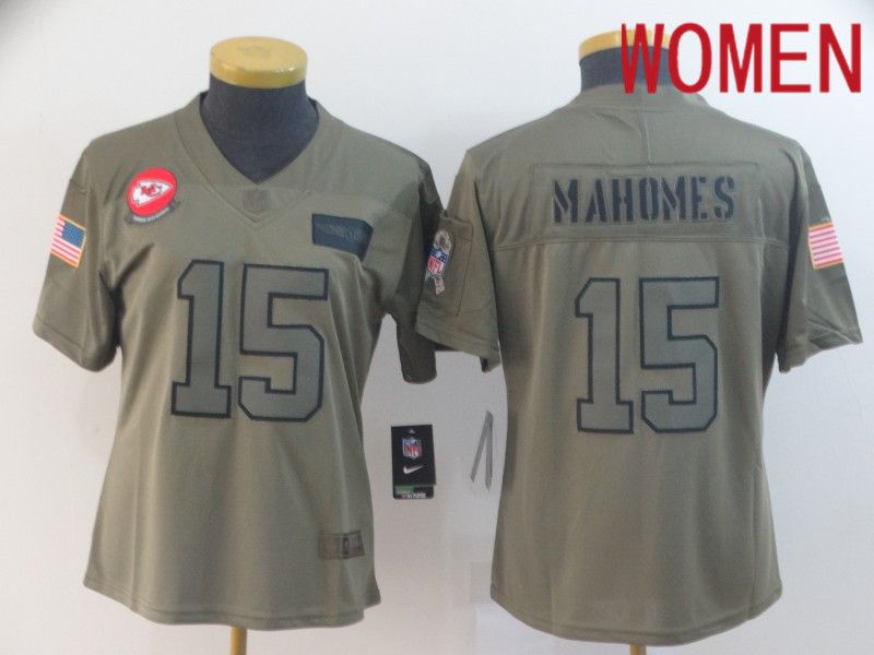 Women Kansas City Chiefs #15 Mahomes Nike Camo 2019 Salute to Service Limited NFL Jerseys